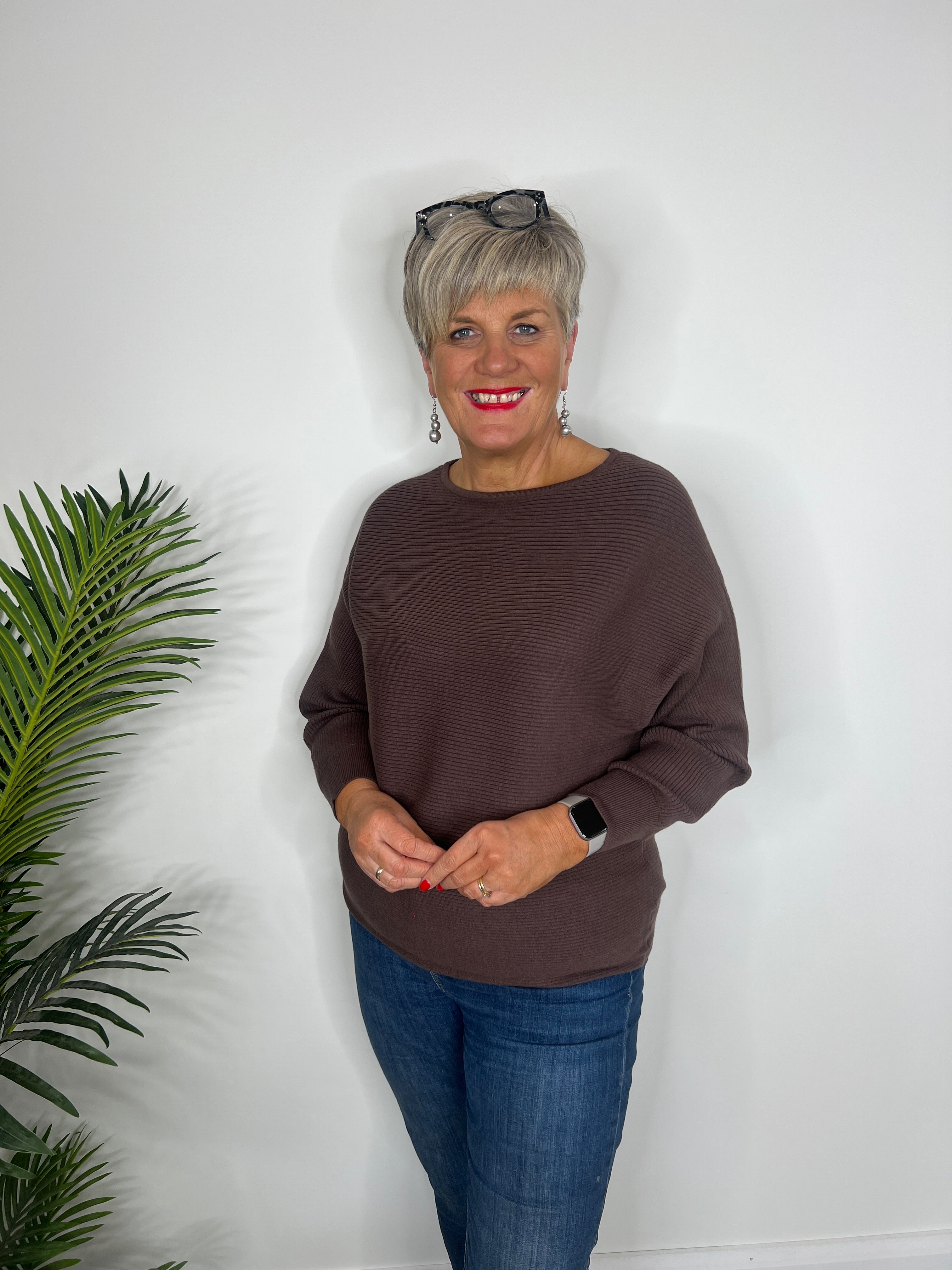 Street One Dolman Pullover In Dark Brown