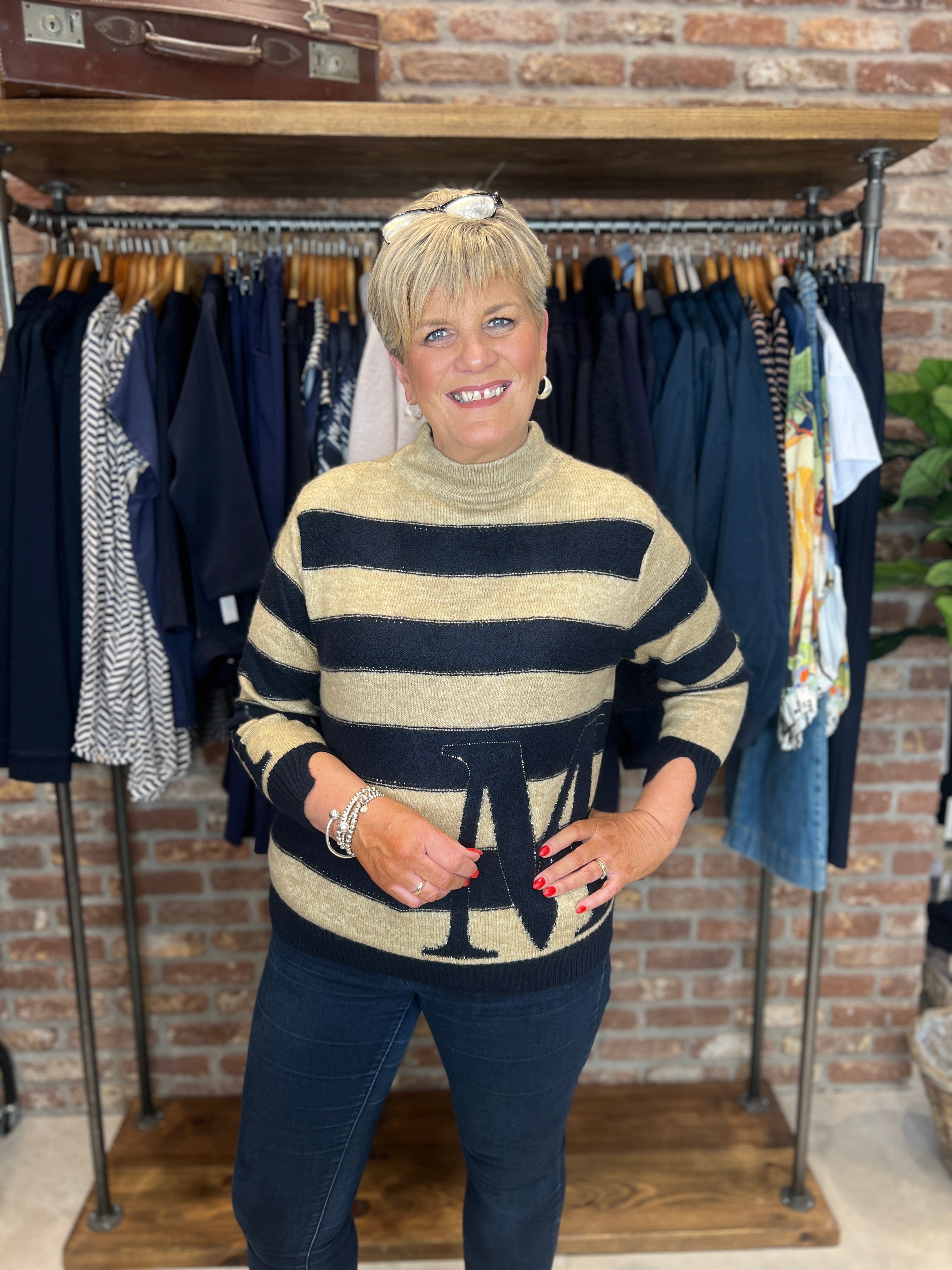 Monari Striped Pullover In Night Sky
