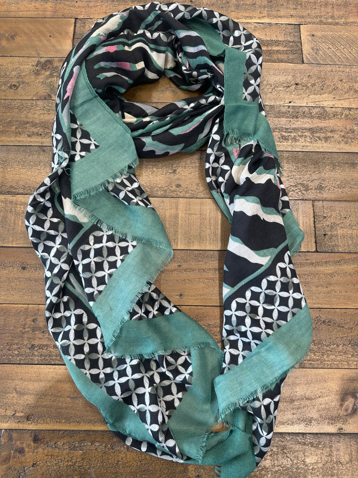 Amelia Zebra Print Scarf In Green