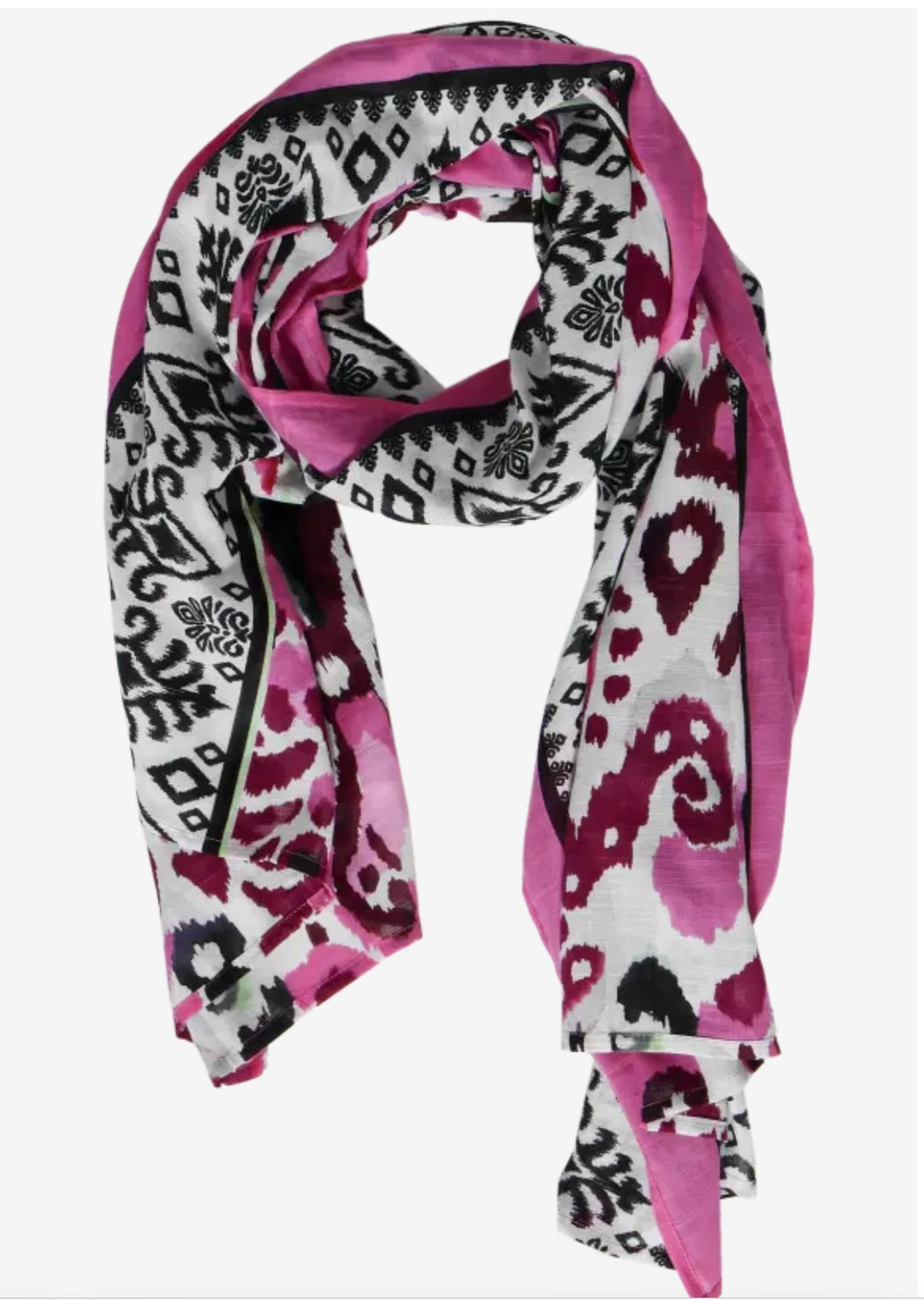Cecil 2-in-1 Printed Scarf & Pouch In Bloomy Pink