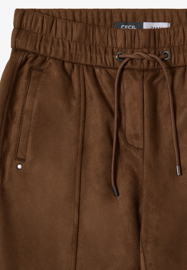 Cecil Tracey Suede Trousers In Mocha Carmel