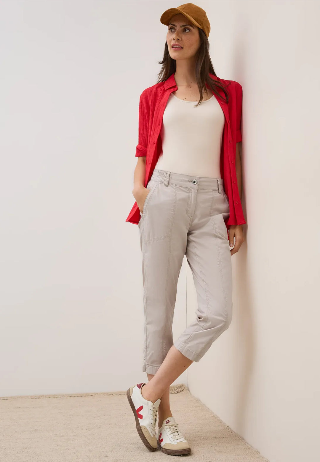 Cecil New York Cropped Trousers In Boulder Beige
