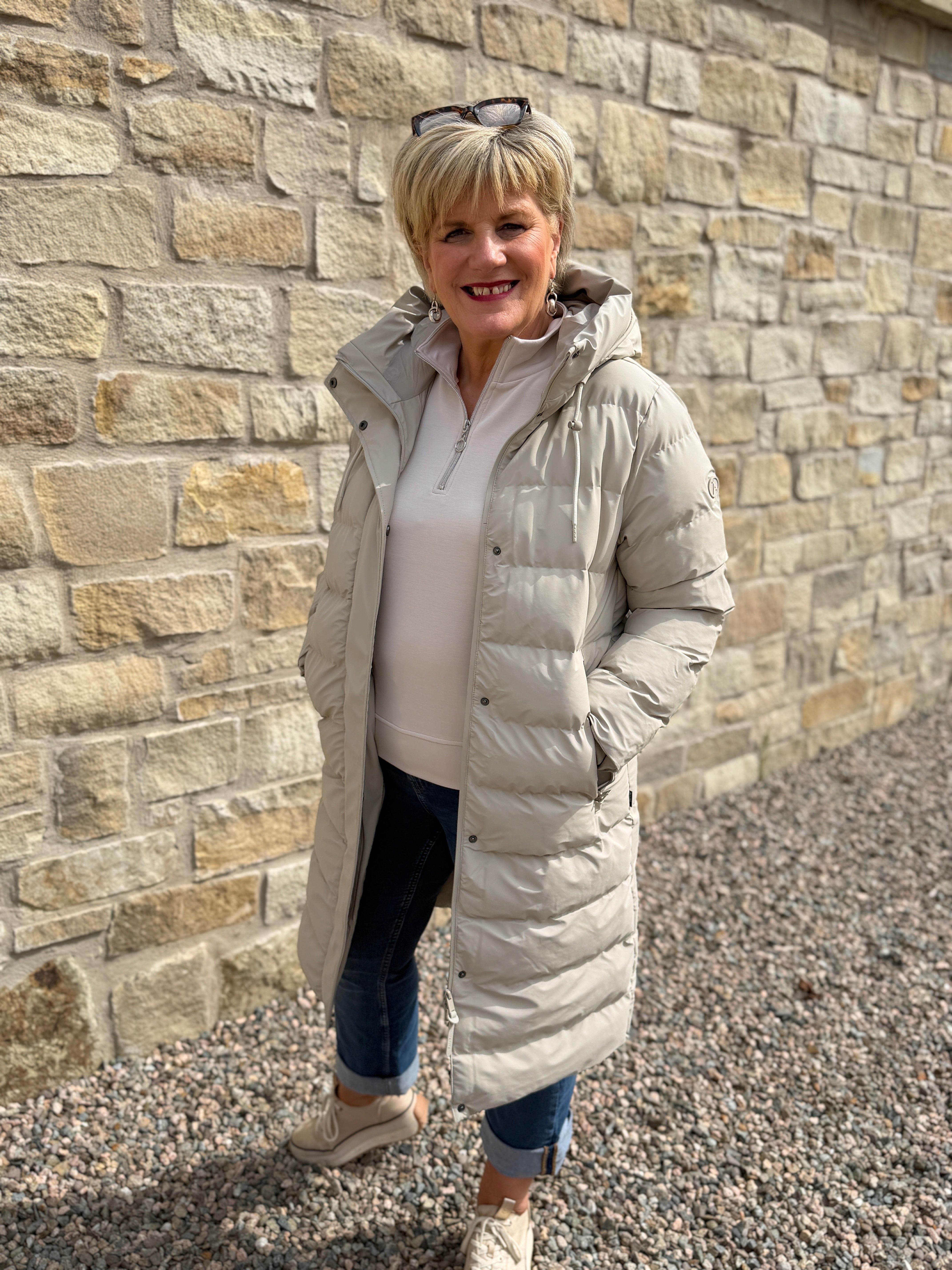 Glaze Puffa raincoat in Stone Grey