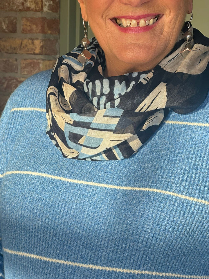 Cecil Print Loop Snood In Blue
