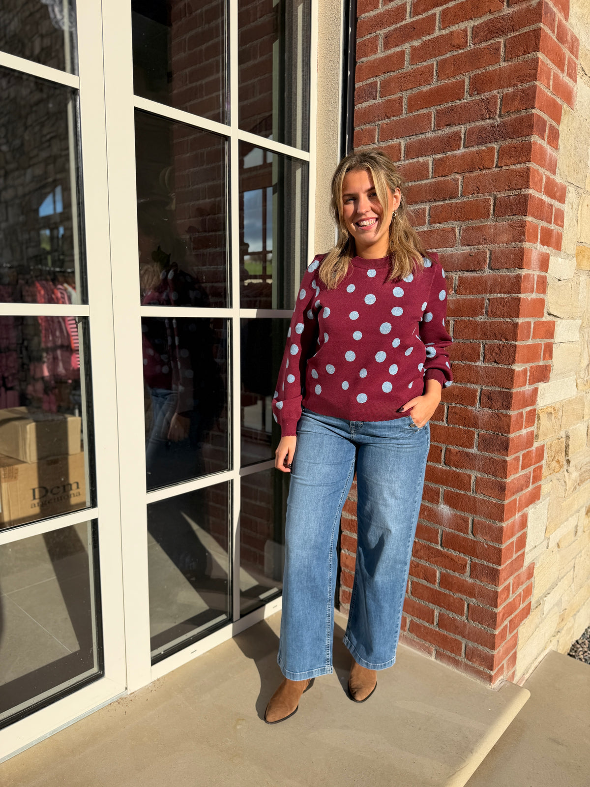 Numilas spot pullover in Syrah
