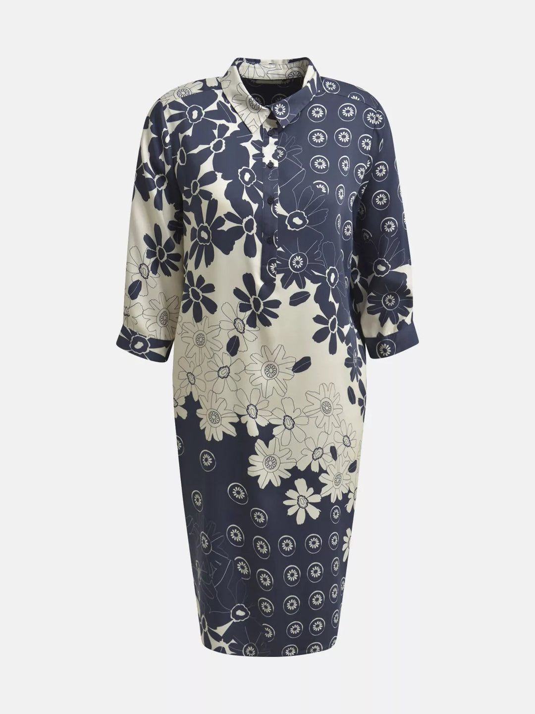 Milano Italy V-Neck Dress In Navy Print