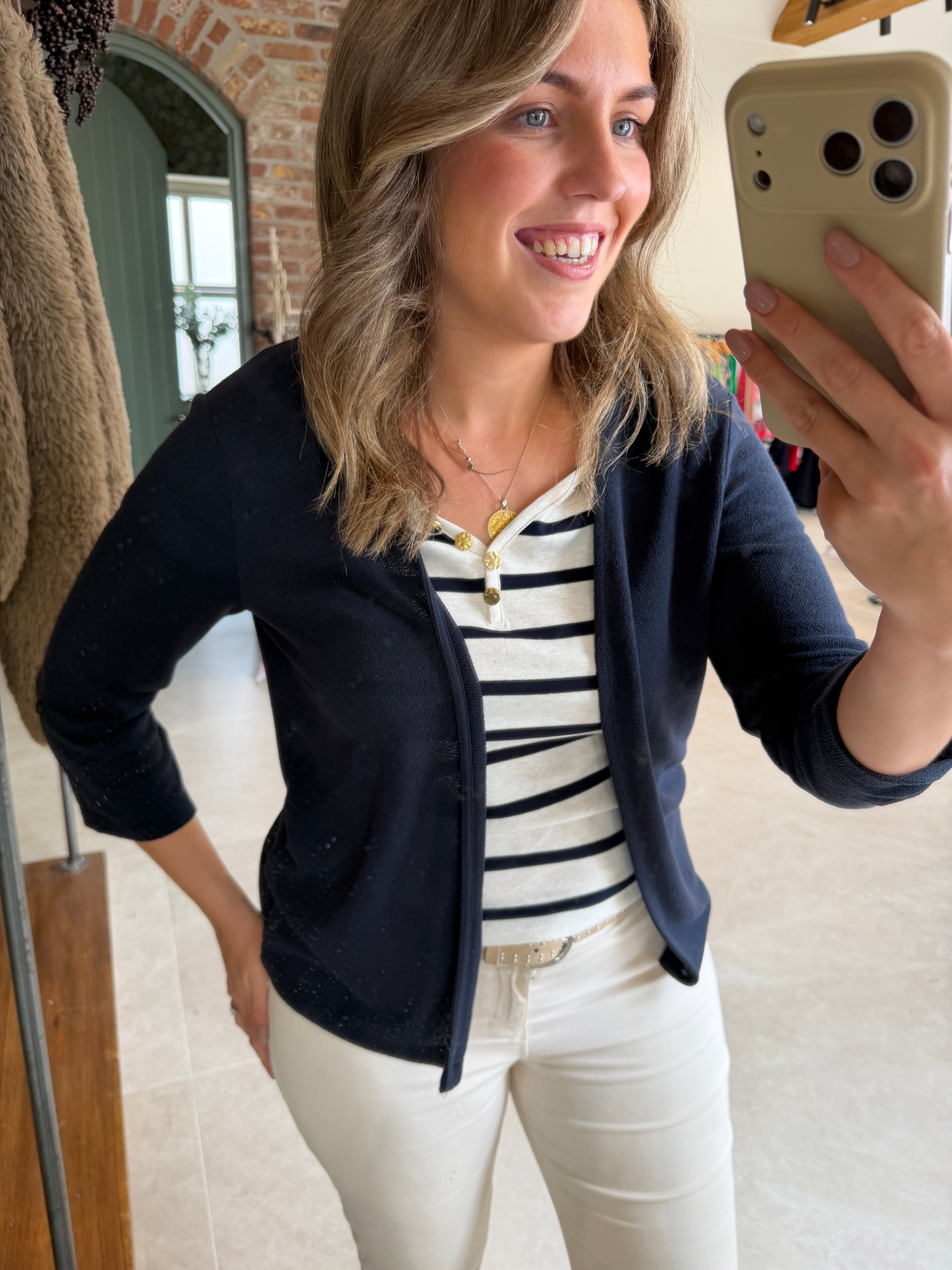 Cecil Crepe Over Jacket In Navy