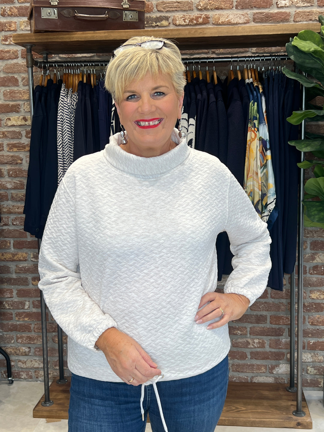 More & More Collar Sweatshirt In Cream Melange