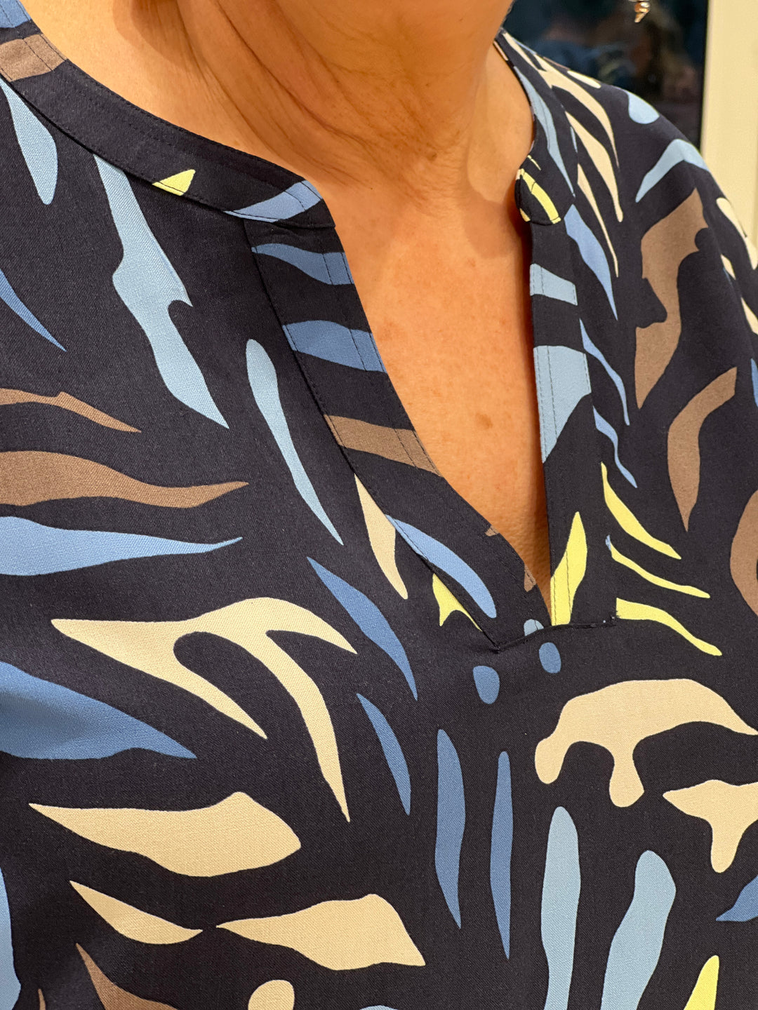 Cecil Multi Blouse In Universal Blue