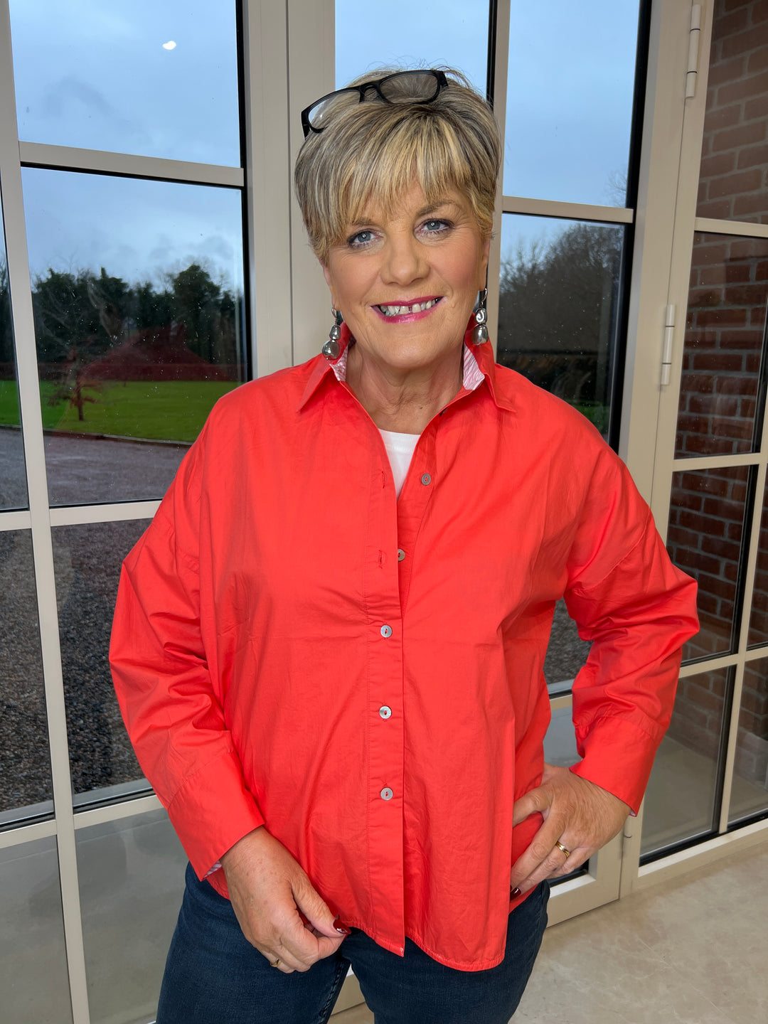 Nümph shirt with striped cuff In Cayenne