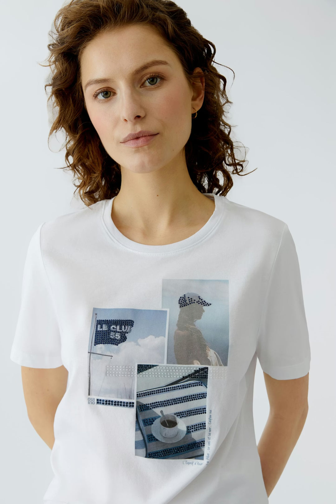 Oui Printed t-shirt In Optic White