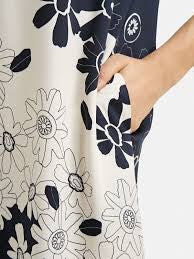Milano Italy V-Neck Dress In Navy Print