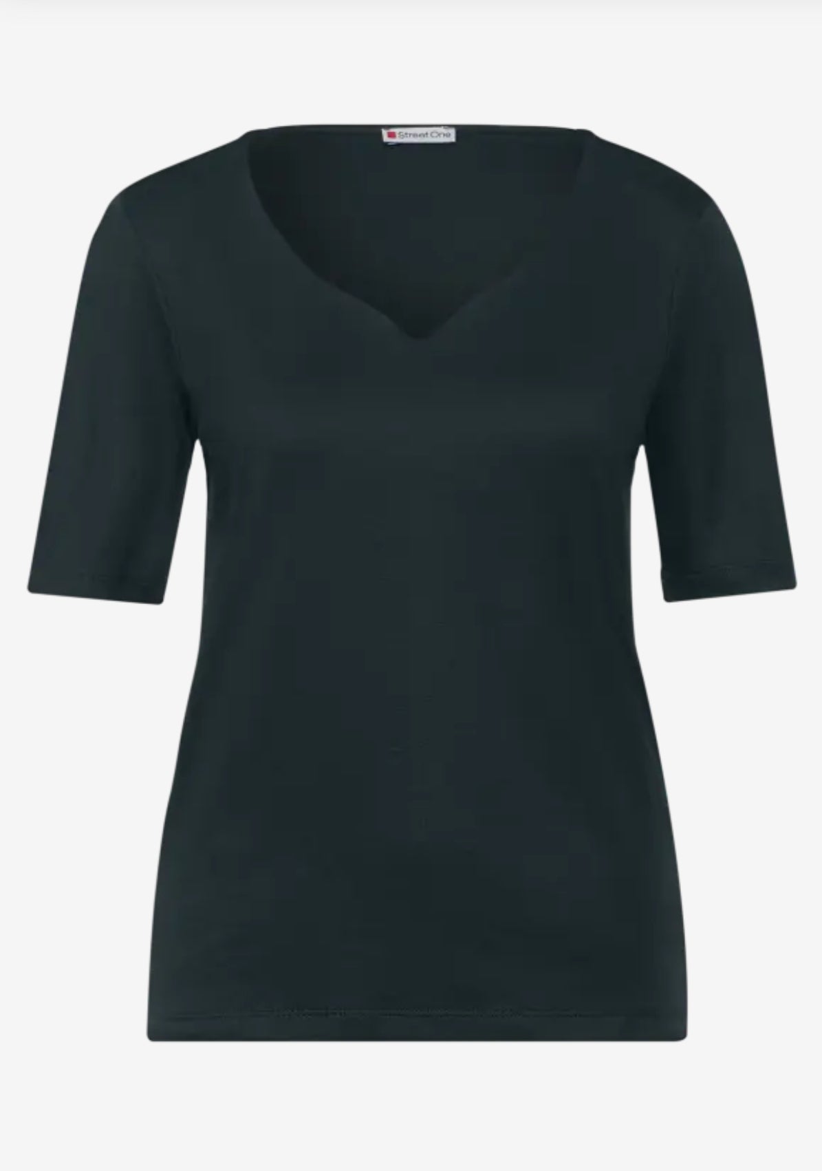 Street One Top With Heart Neckline In Hunter Green