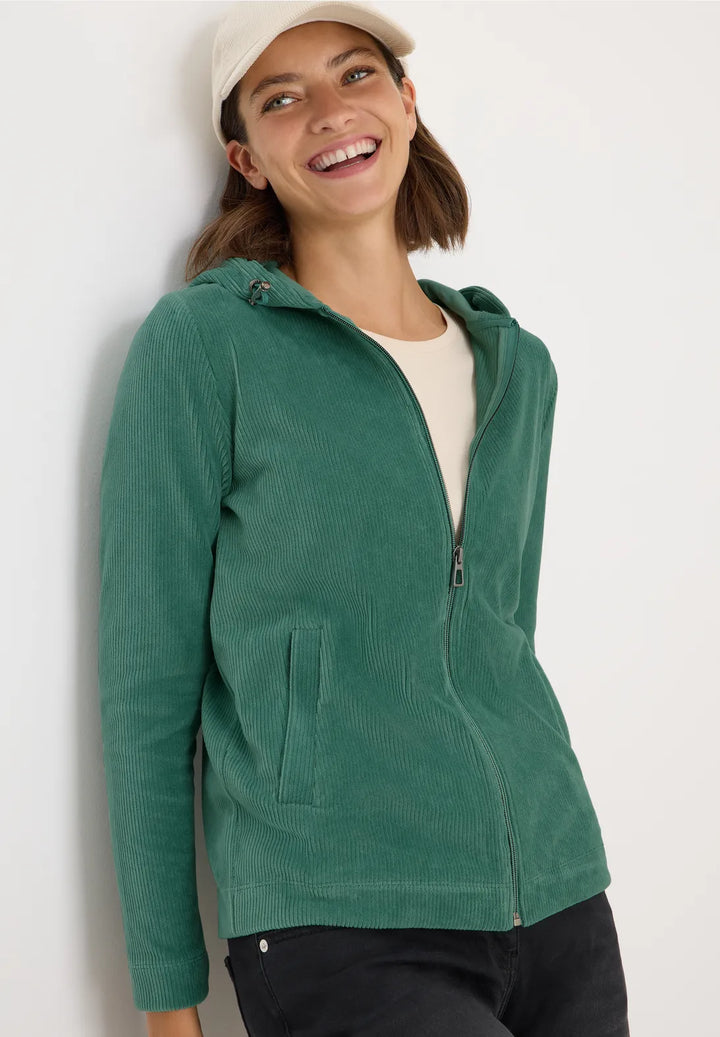 Cecil Cord Hooded Jacket In Jewel Green