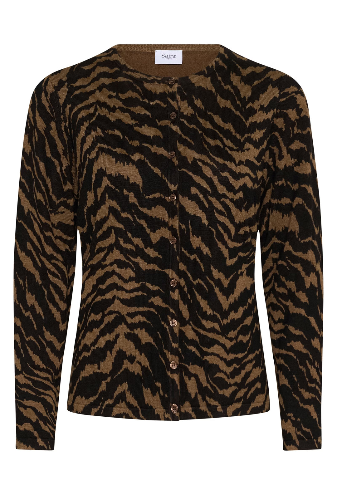 Saint Tropez Stroked Patterned Cardigan In Black Multi