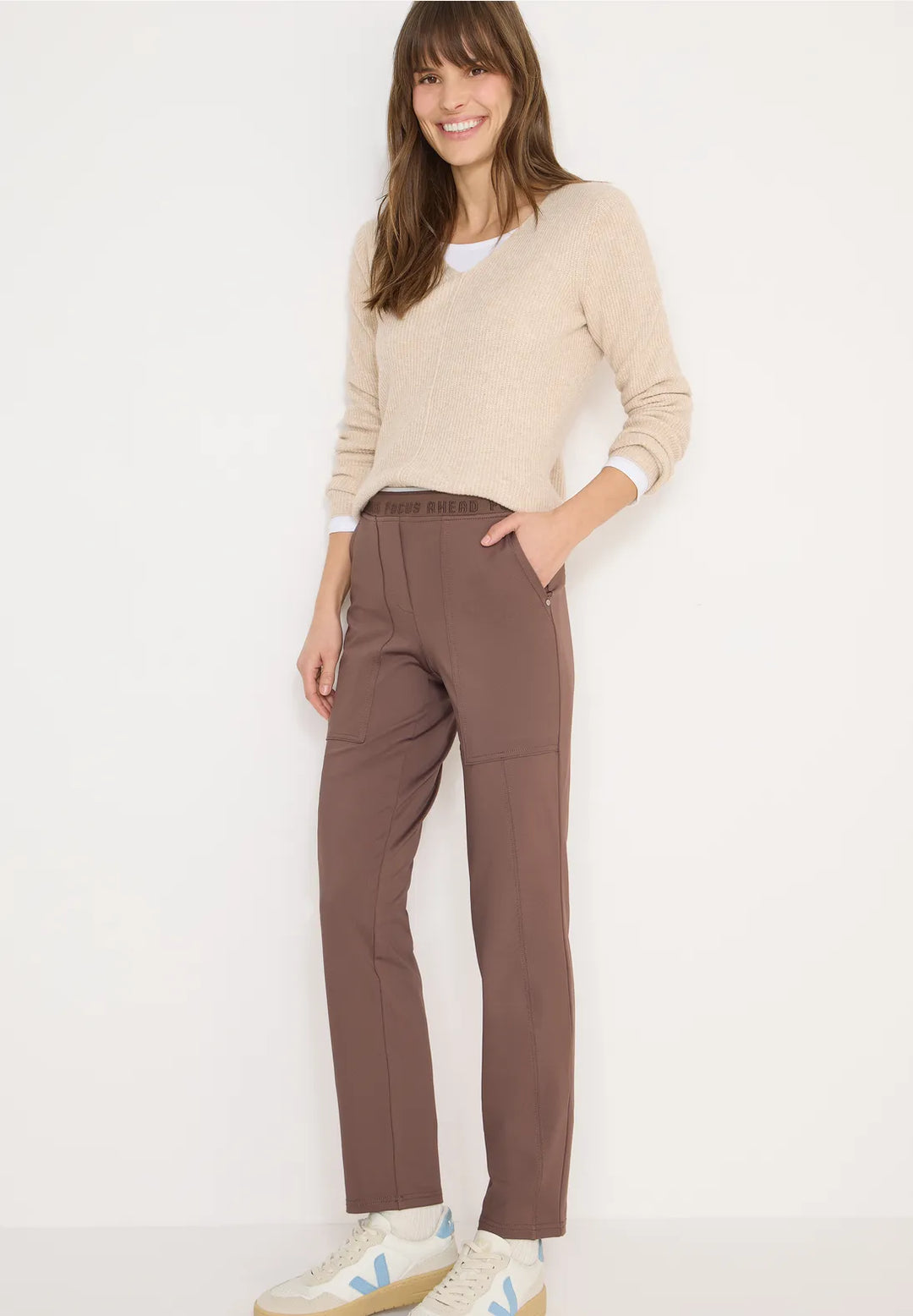 Cecil Tracey Travel Trousers In Urban Taupe