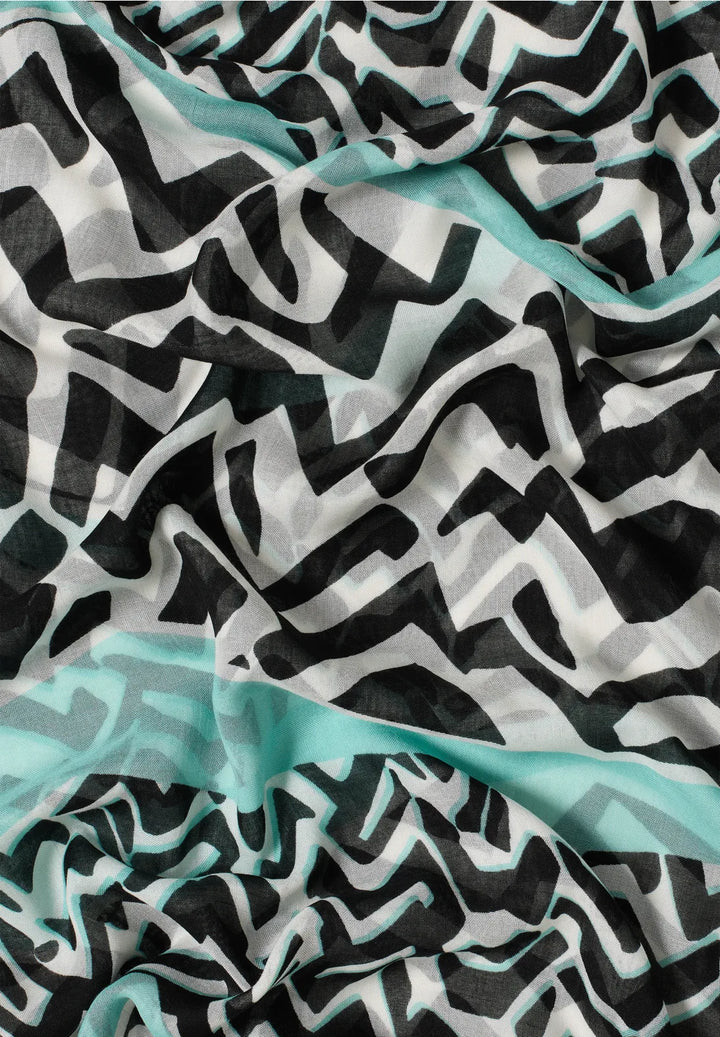 Cecil Print Loop Snood In Light Foam Blue