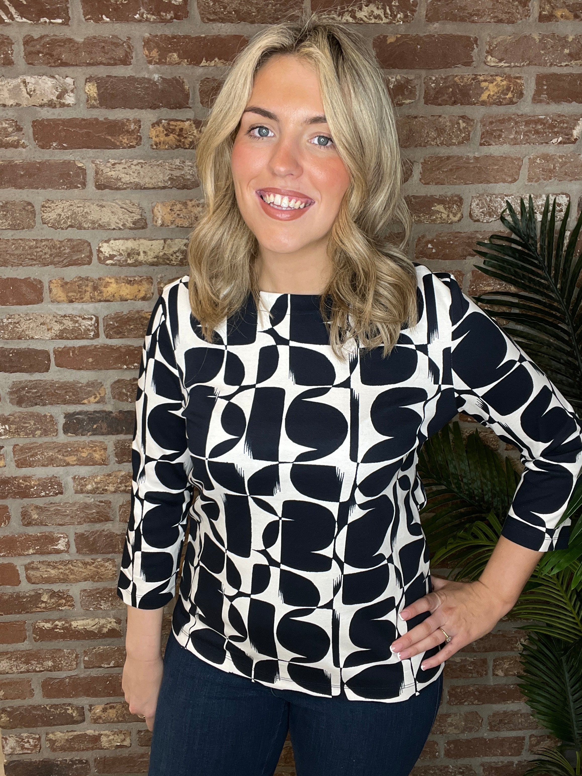 Street One Patterned Top In Shadowed Navy