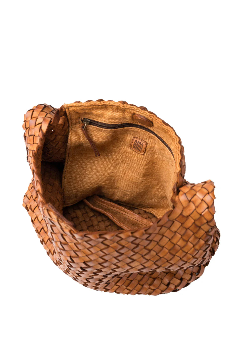 BIBA leather woven killen shoulder bag in Tan