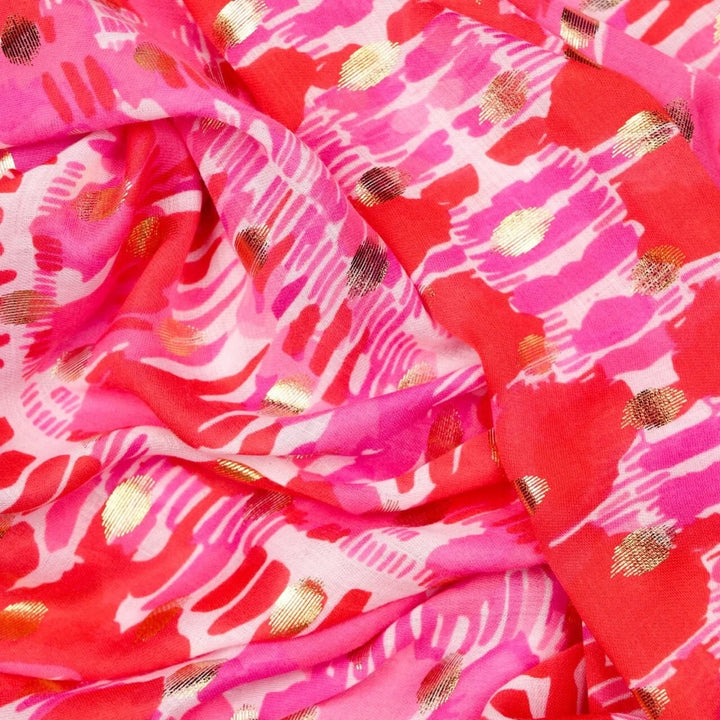 Polly Paint Dabs With Metallic Detail Scarf In Pink