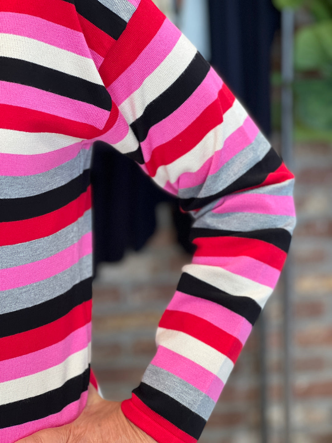 Culture Annemarie Stripe Pullover In Pink multi