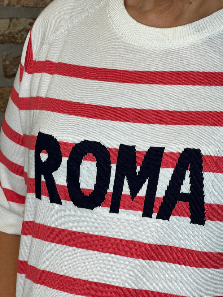 Milano Italy Roma Pullover In Off white & Red