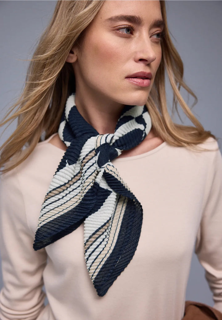 Street One Pleat Print Scarf In Shadowed Navy