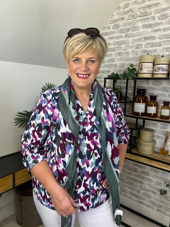 Cecil Patterned Cotton Blouse In Vanilla White