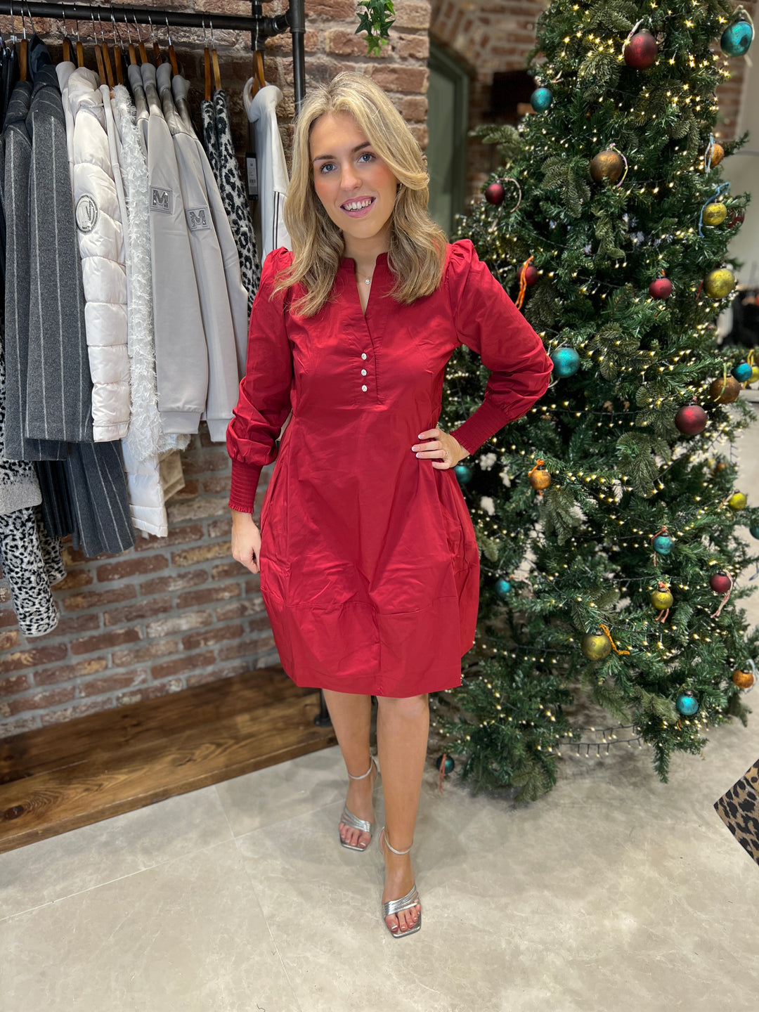 Culture Cuantoinett Rib Dress In Chill Pepper