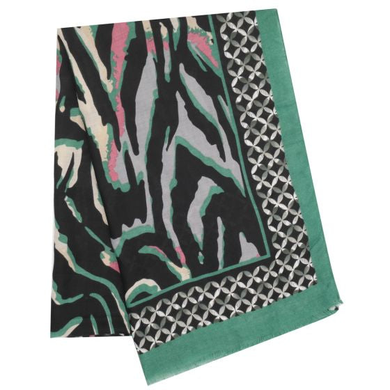 Amelia Zebra Print Scarf In Green