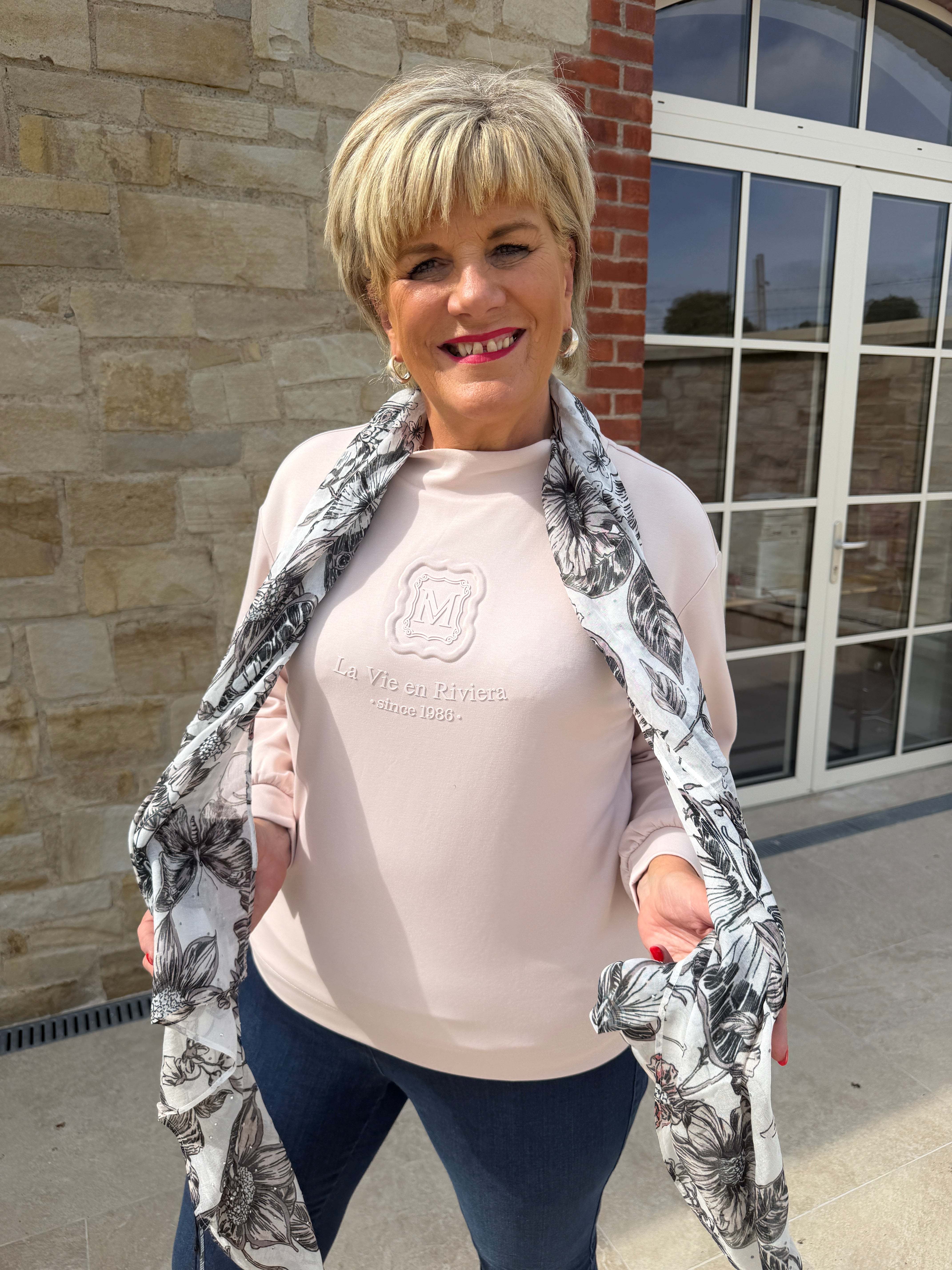 Monari Funnel Sweatshirt In Rosewater
