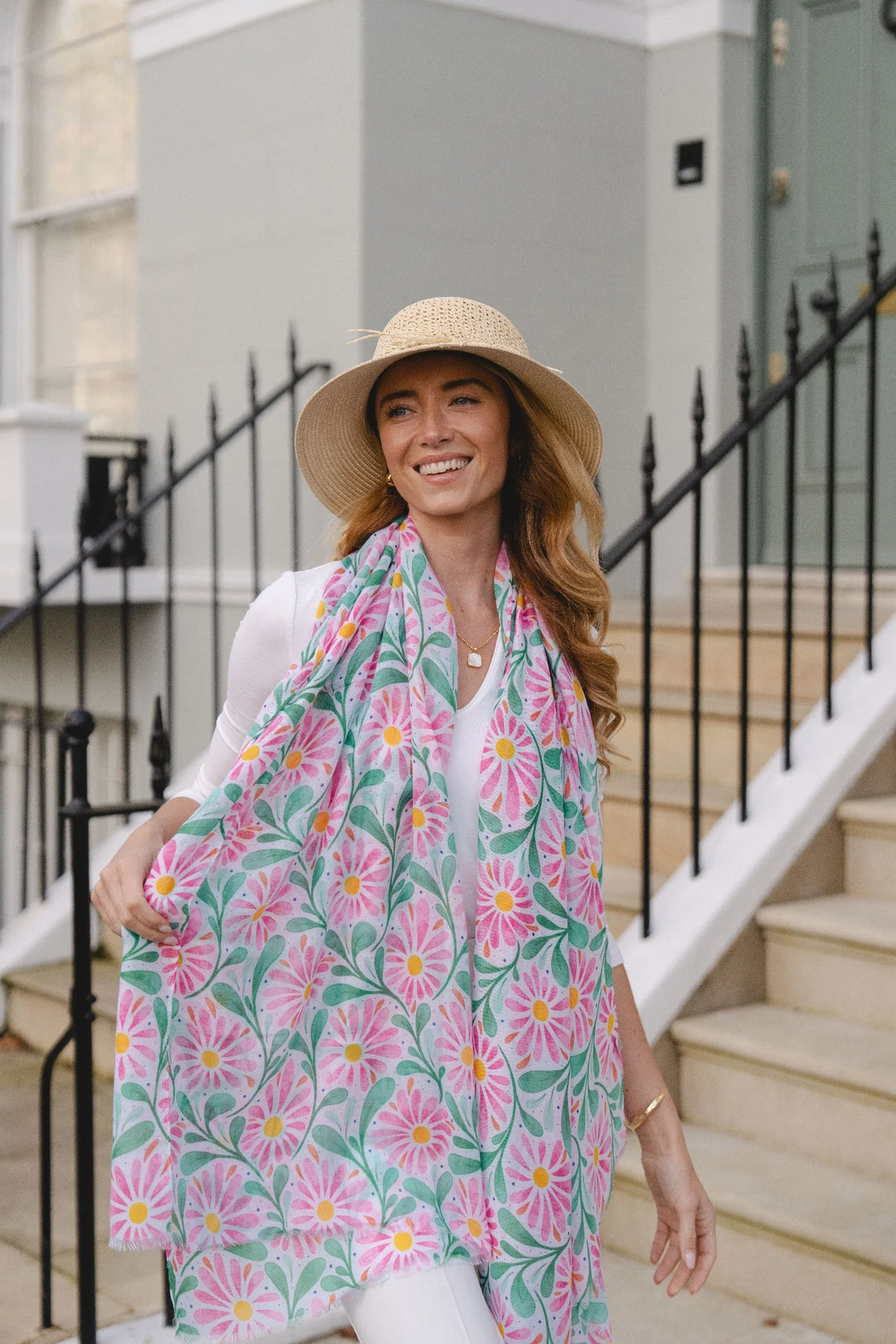 Pipa Floral Scarf In Pink Multi