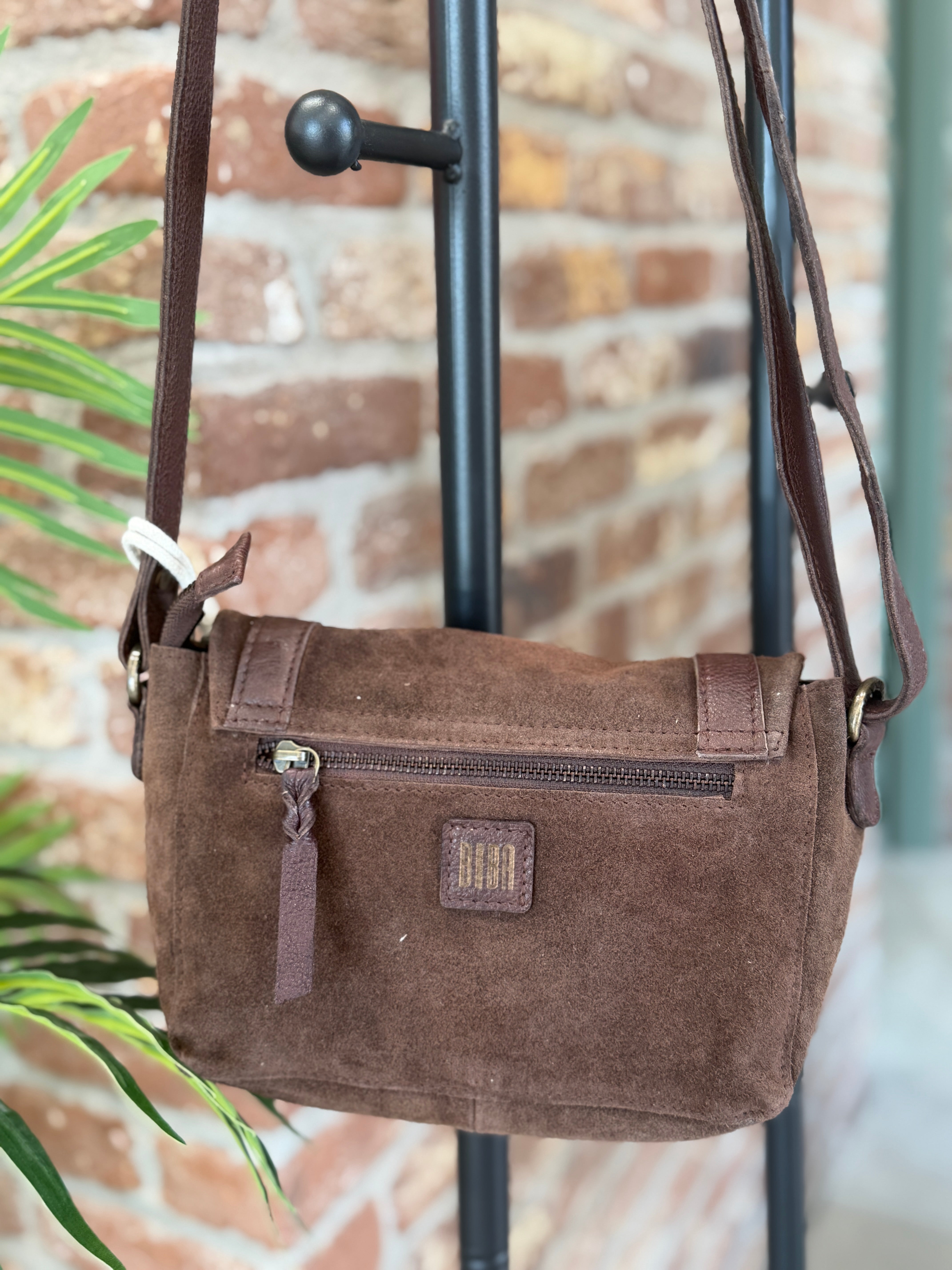 BIBA leather Ruggles Crossbody bag in Dark Brown