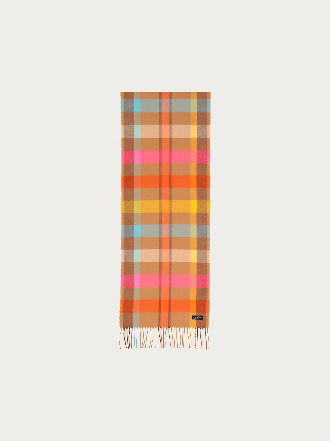 Cashmink small check design Scarf In Camel