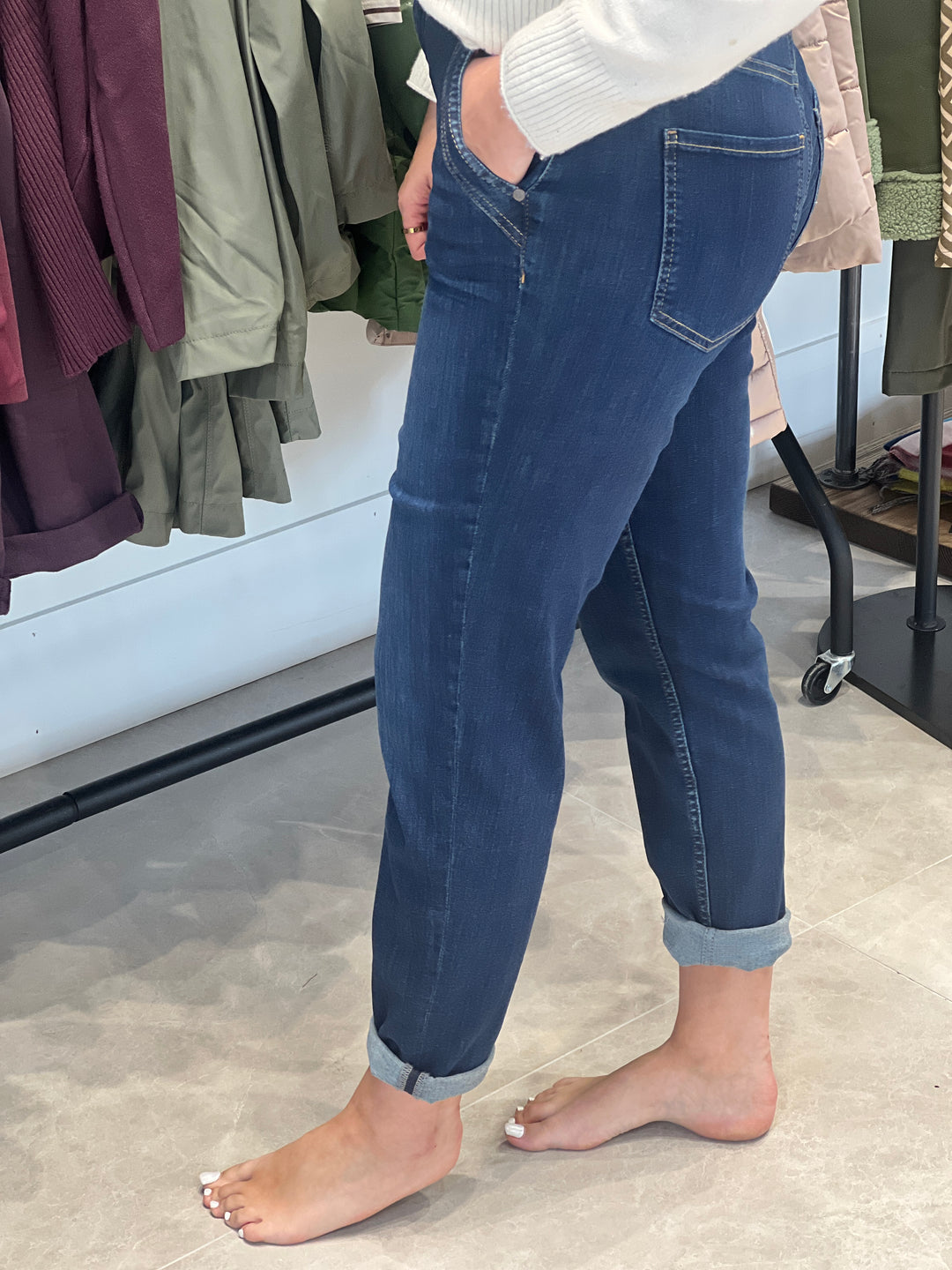Street One Mom Jeans In Dark Blue Wash