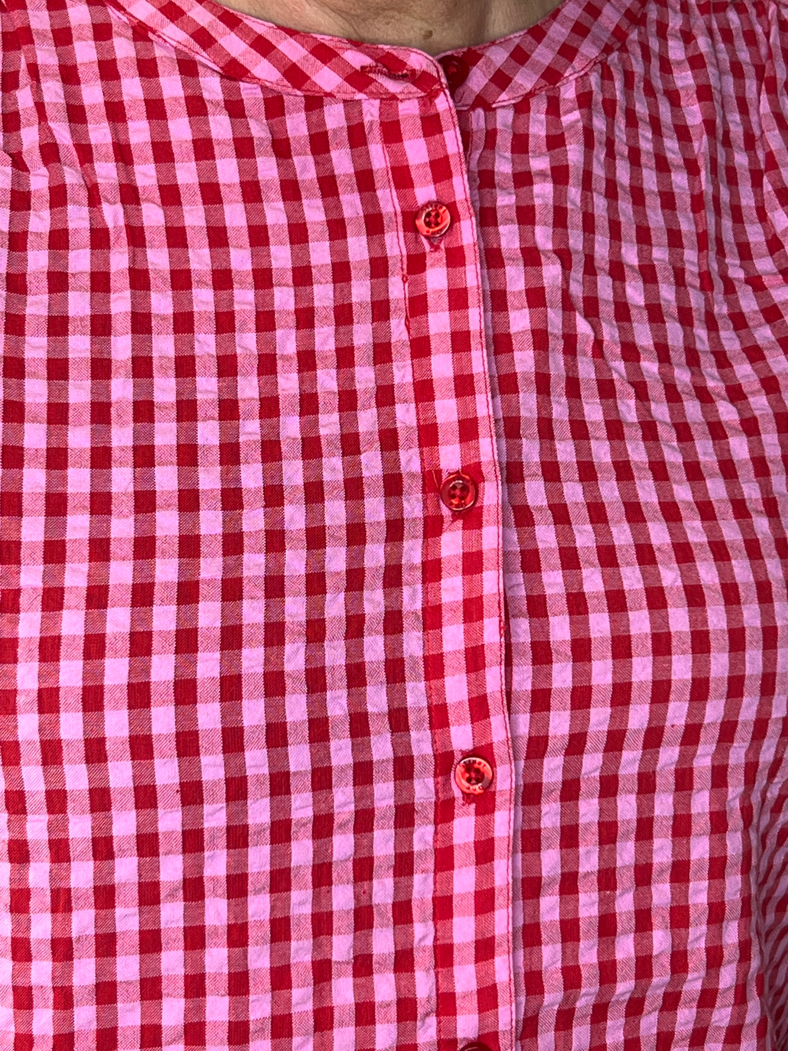 Street One Seersucker Gingham blouse In Salsa Red