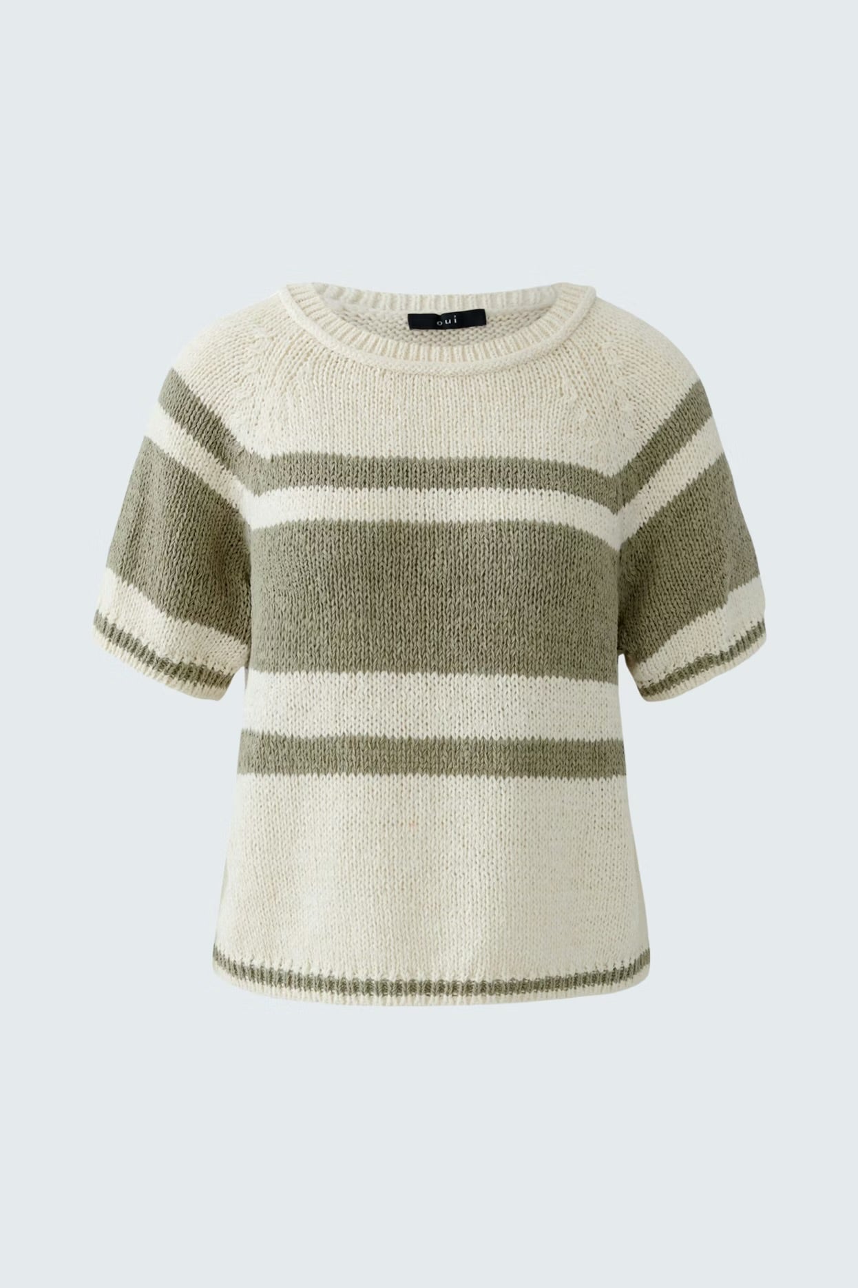 Oui striped jumper In white & green