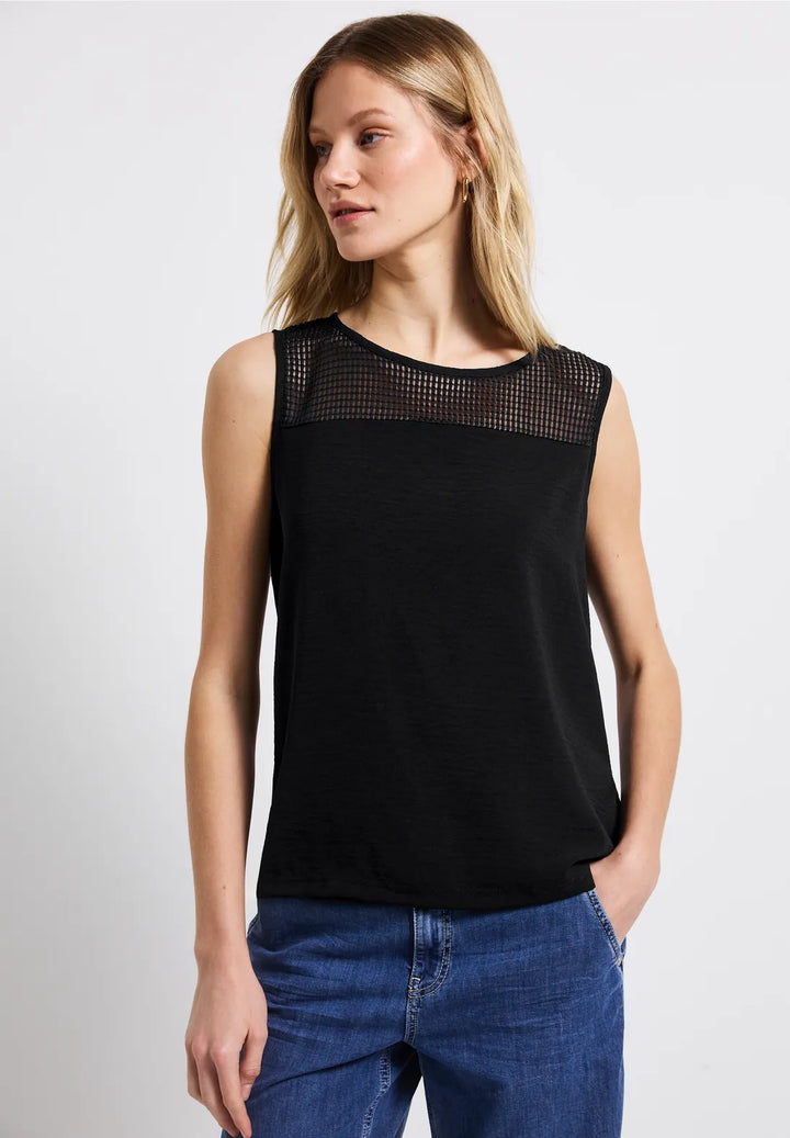 Street One Mesh Deatil Top In Black