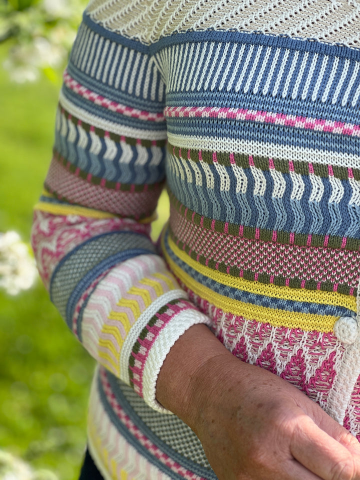 Oui Knitted Cardigan In Pink & Blue