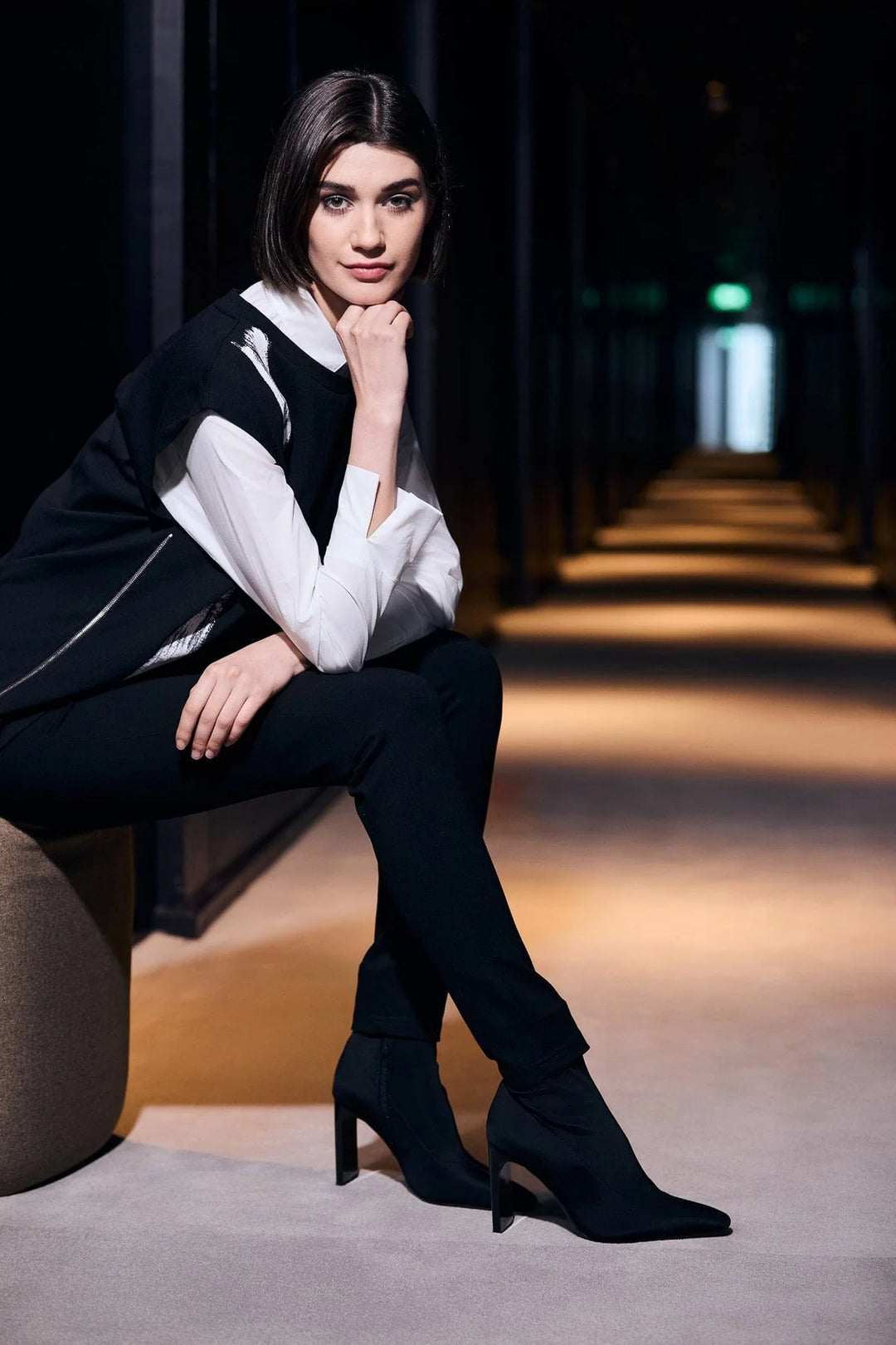 Peruzzi Brush Stroke Tabard Top In Black