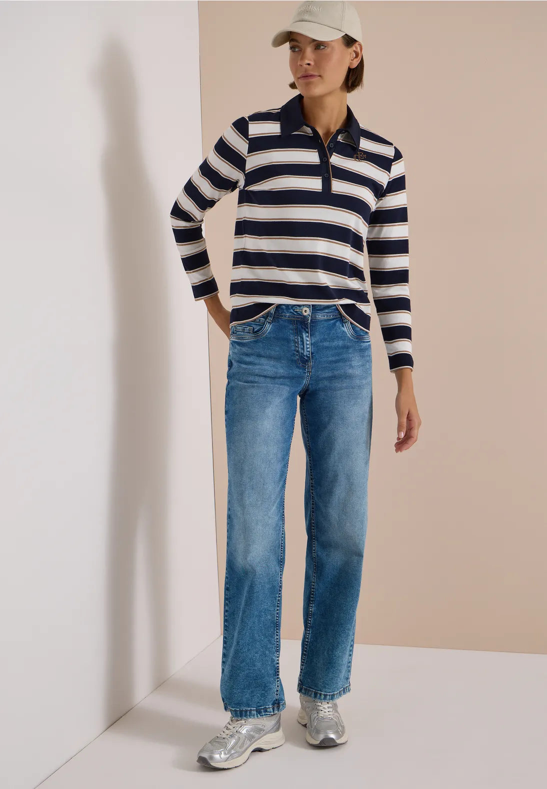 Striped polo shirt in urban dark navy