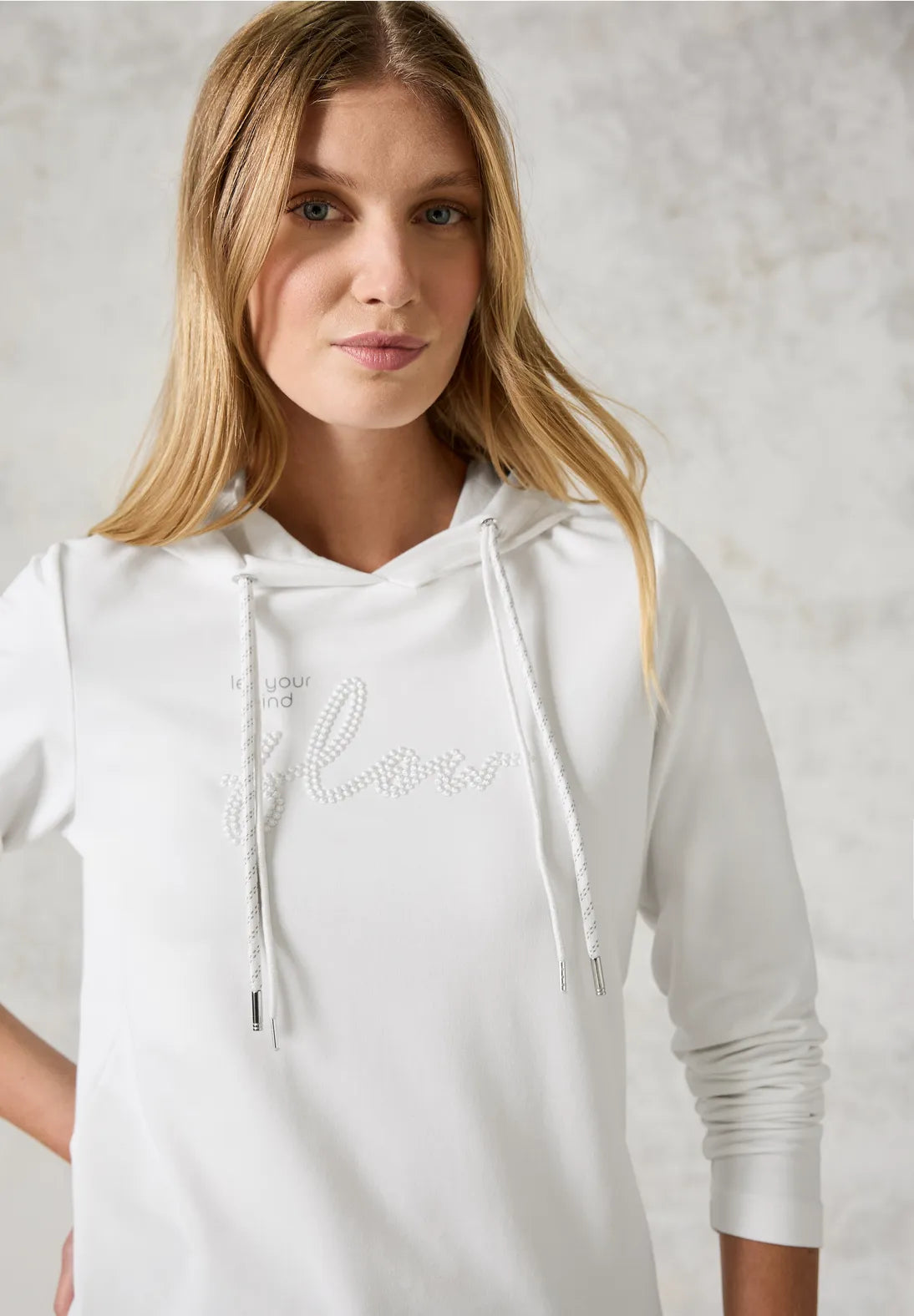 Cecil Hoodie with embroidery In Vanilla White