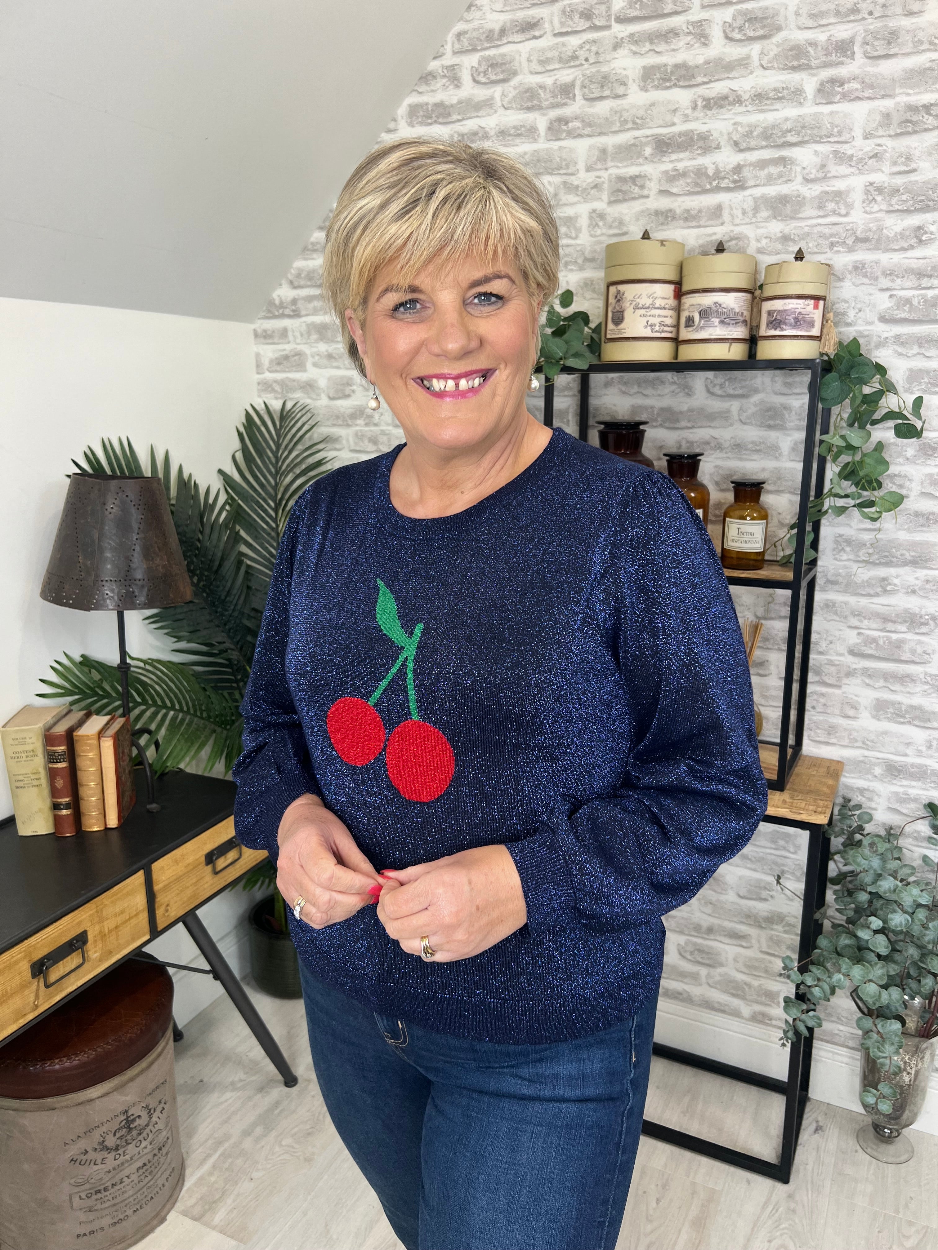 Sugarhill Brighton Tiff Cherry Jumper In Navy