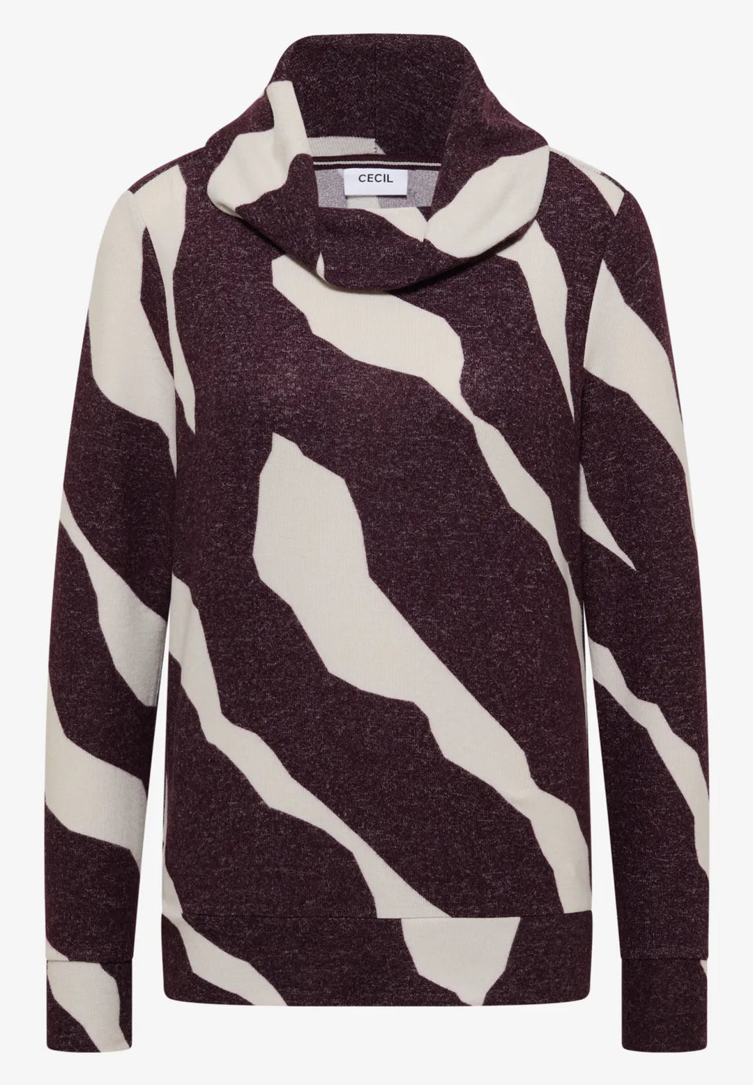 Cecil Printed Top with Collar In Eggplant Red