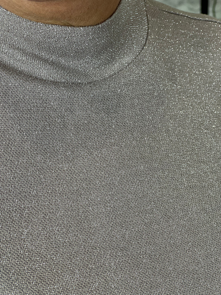 Street One Shinny Turtle Neck Top In Light Mocha