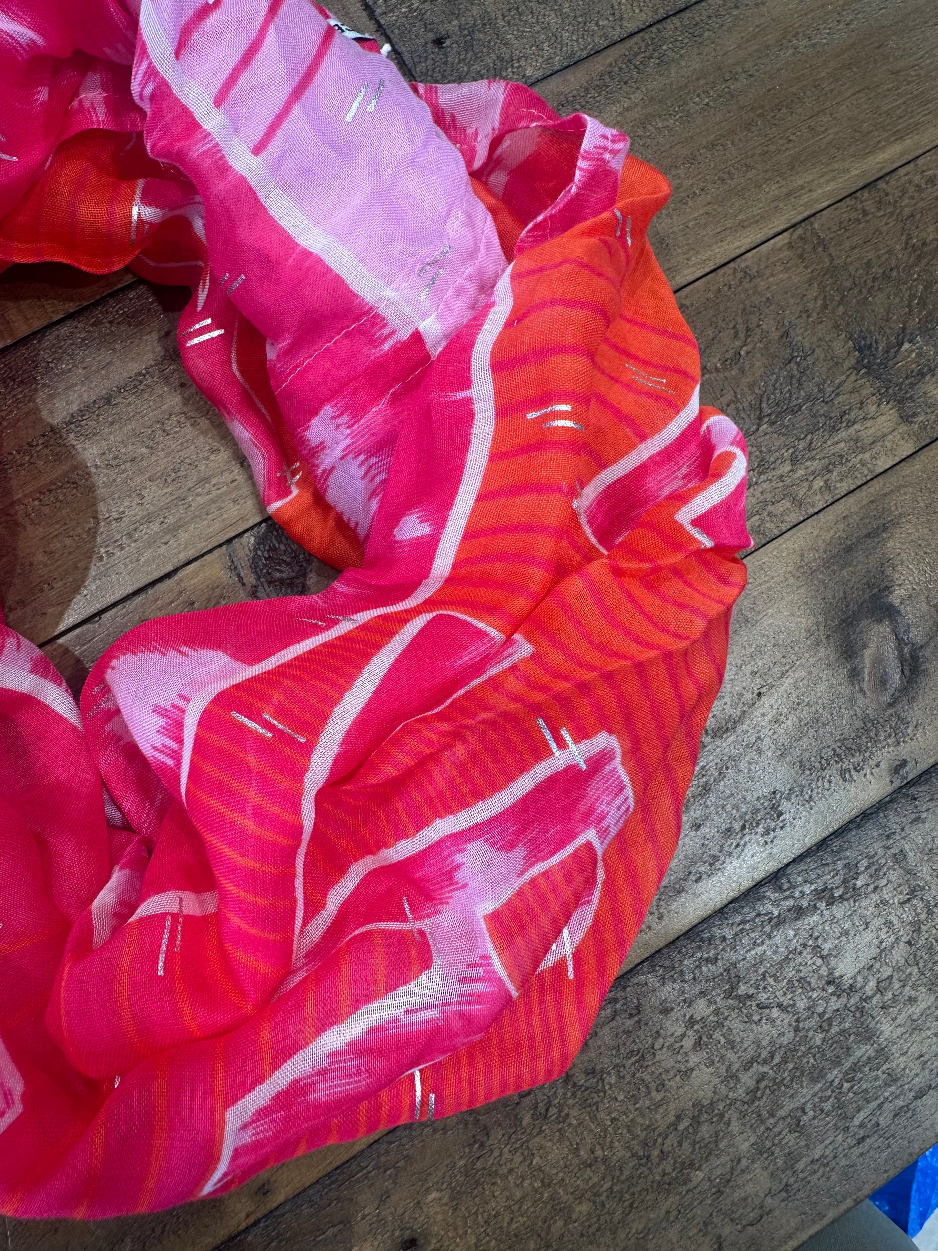 Cecil Print Loop Snood In Pink & Orange