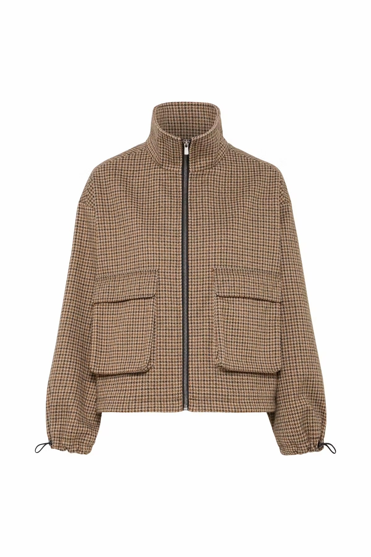Houndstooth print jacket in brown multi