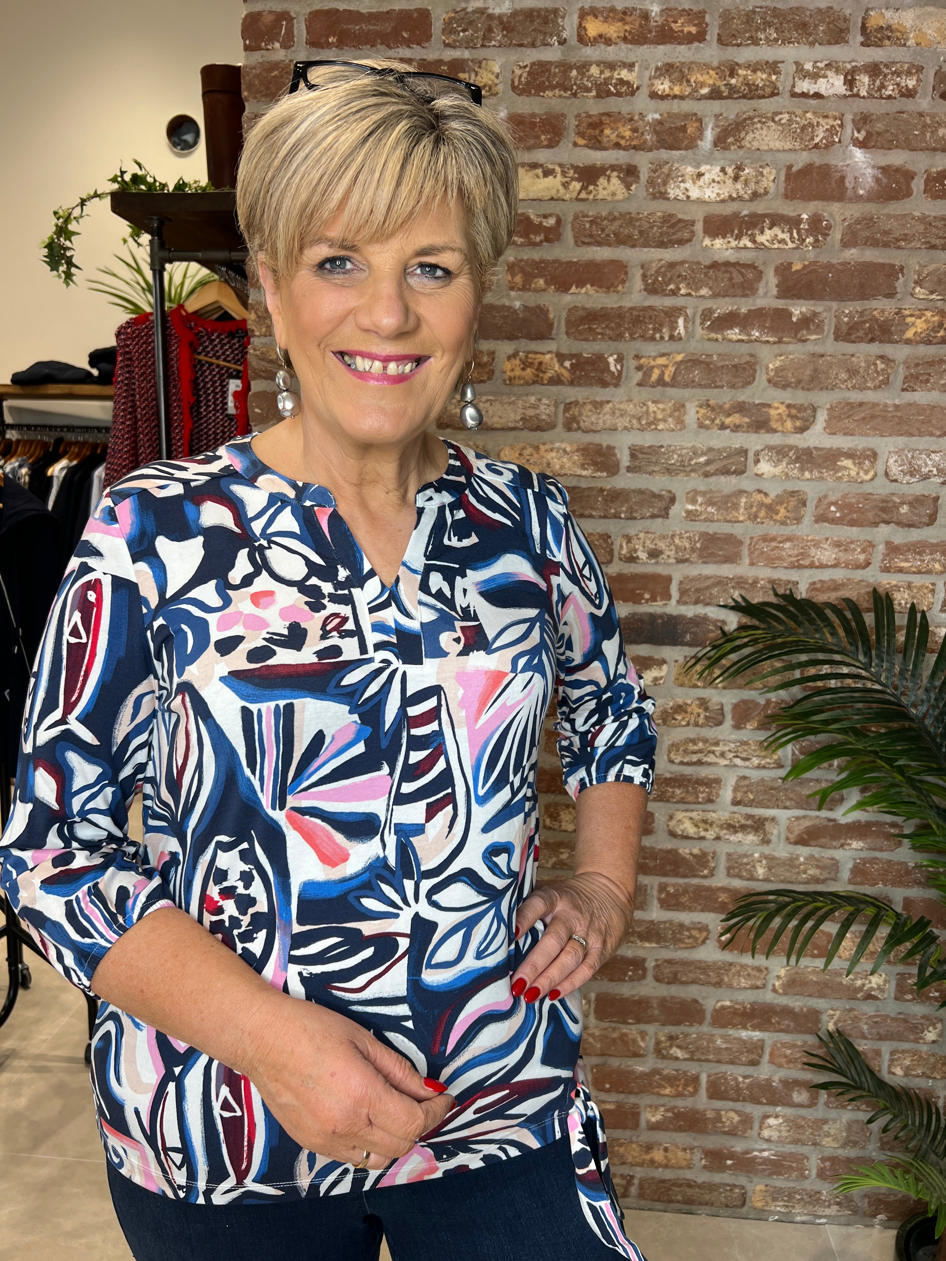 Cecil Multi Top With Tie In Universal Blue