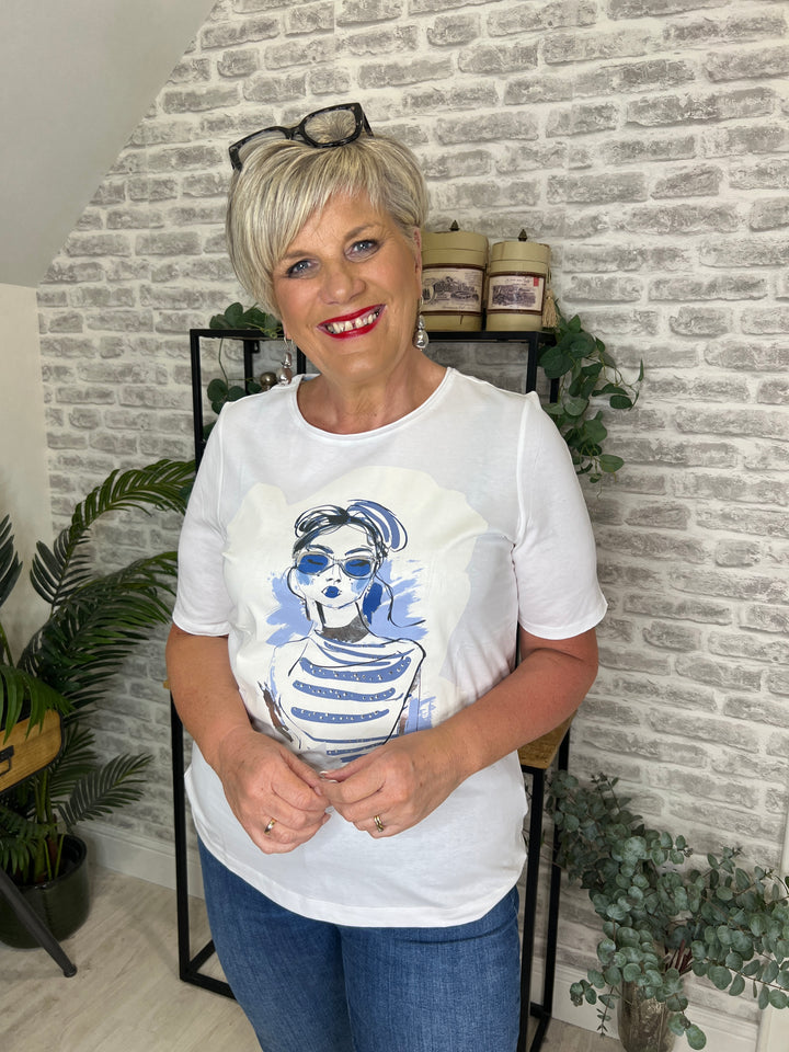 Oui Motif Design t-shirt In Optic White