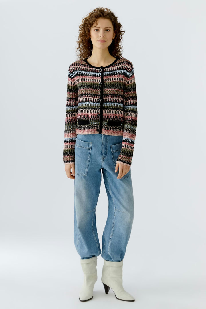 Oui Knit Jacket In black & Red